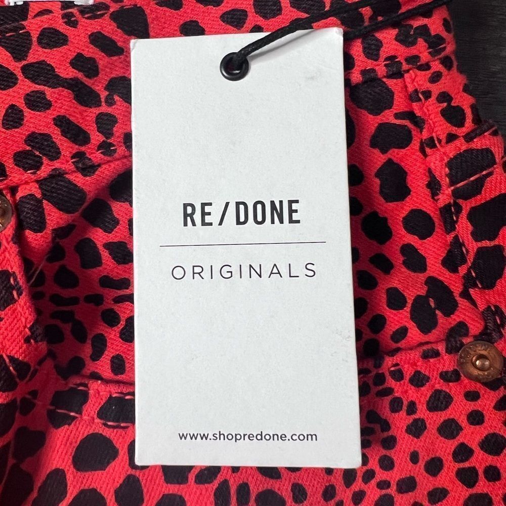 RE/DONE Cheetah Print High Rise Crop Jeans Flame Orange Size 26 NWT - Picture 11 of 16